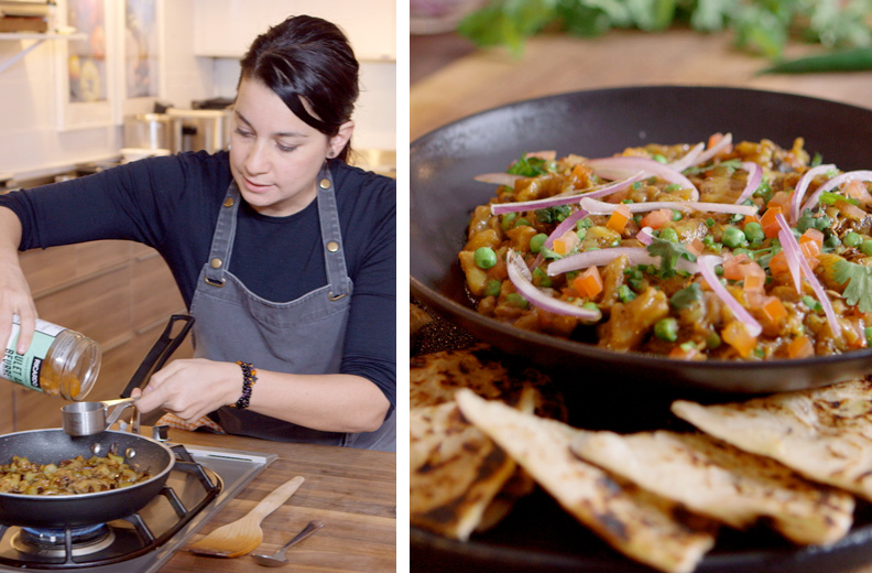 Lisa Birri, chef à la cuisine de développement RICARDO et son cari d'aubergines