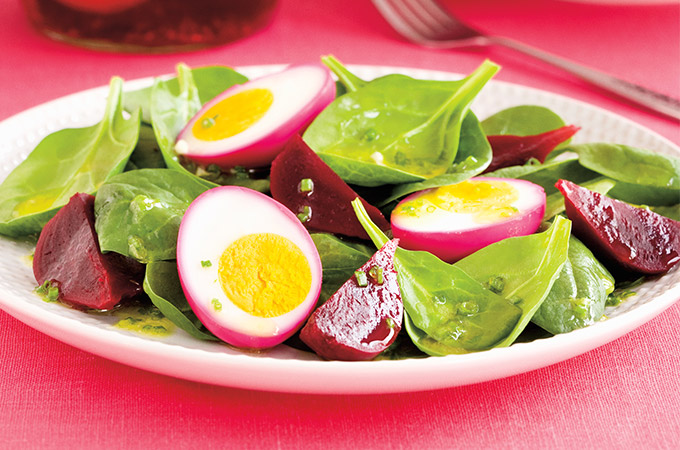 Spinach, Beet and Pickled Egg Salad