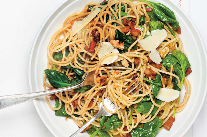 Pasta with Pancetta and Spinach