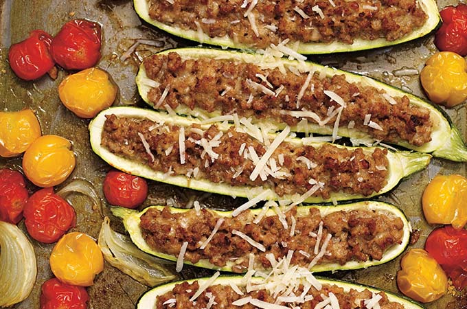 Veal and Parmesan-Stuffed Zucchini