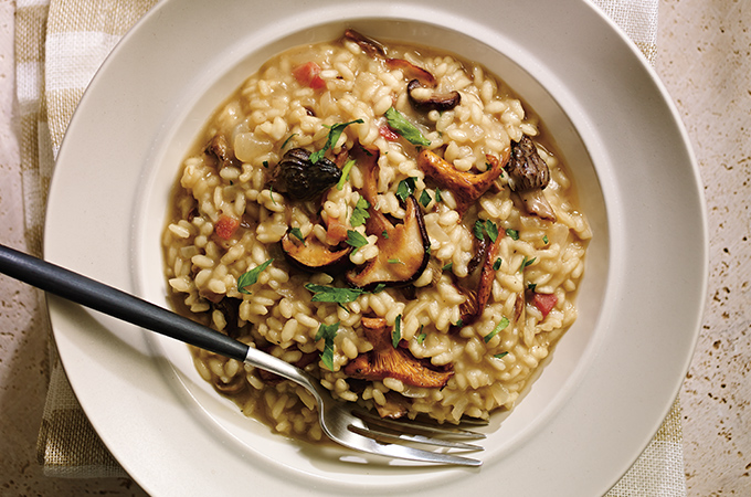 Risotto aux champignons et à la pancetta