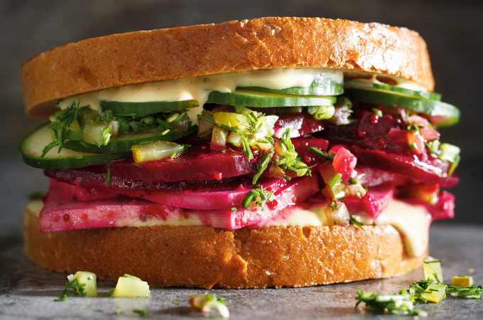 Beet and Tofu Deli Sandwich