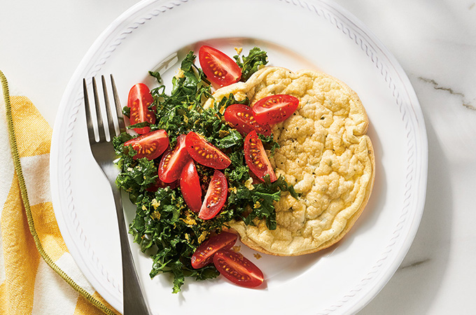 Egg White Omelettes with Kale Salad
