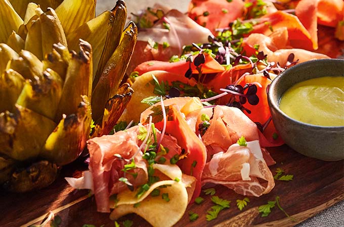Vegetable Charcuterie-Style Platter with Prosciutto