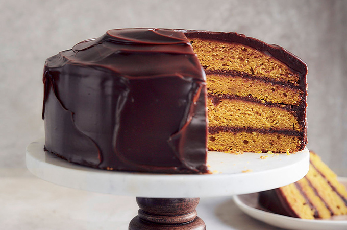 Gâteau à la courge et ganache au chocolat noir