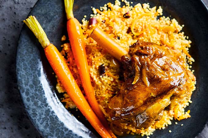 Spiced Lamb Shanks with Carrot Juice