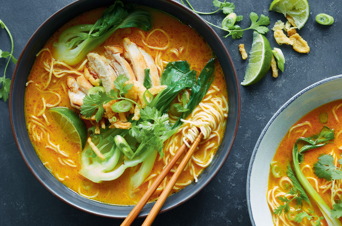 Coconut Curry Ramen with Chicken and Bok Choy
