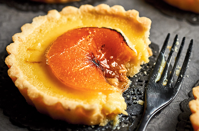 White Chocolate, Macadamia Nut and Persimmon Tartlets
