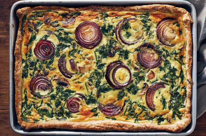 Caramelized Onion, Mushroom and Spinach Quiche