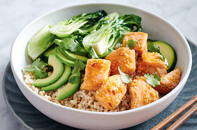 Quick Miso-Honey Salmon Bowl