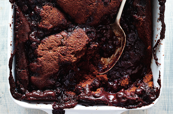 Chocolate and Blueberry Pudding Cake