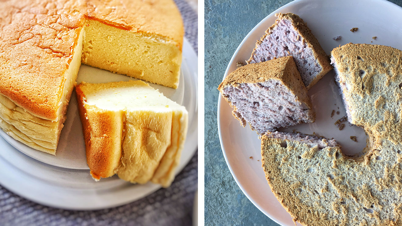 gâteau au fromage et gâteau des anges aux bleuets