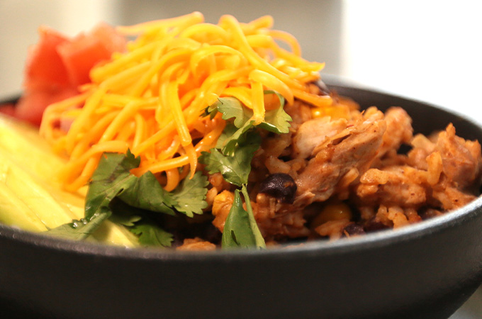 Pressure Cooker Chicken Burrito Bowl