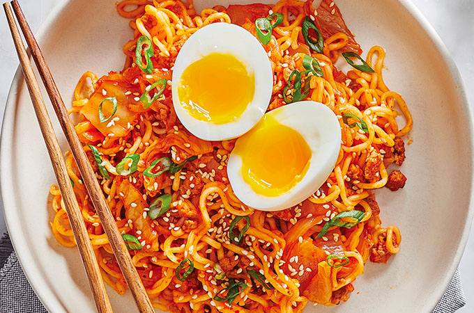 Ramen Noodles with Kimchi and Pork