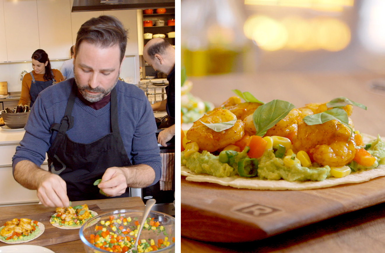 Nicolas Cadrin, Test Kitchen chef and his Shrimp Tacos