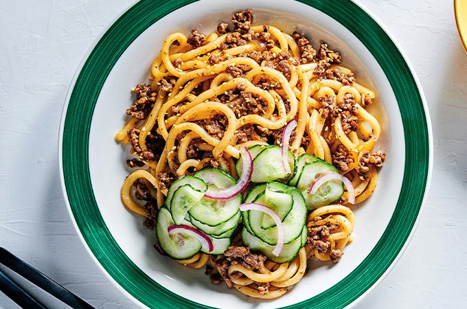 Udon Noodles with Spicy Beef and Tamari