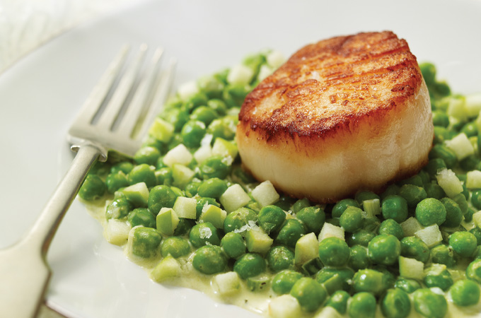 Scallops with Creamy Peas