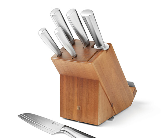 7-Piece Acacia Wood Rotating Knife Block Set