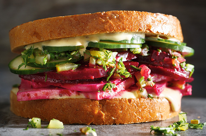 Beet and Tofu Deli Sandwich