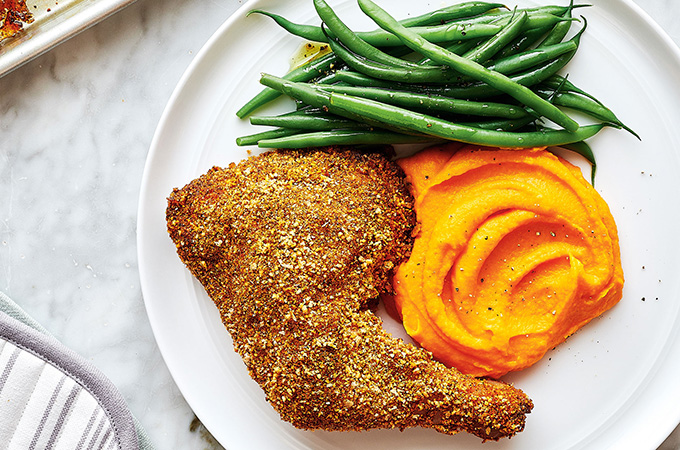 Baked Almond-Crusted Chicken with Carrot Purée