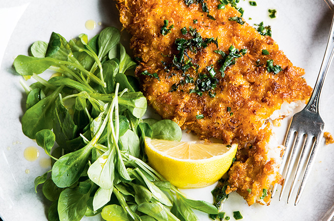 Cornflake-Crusted Fish with Herb Butter