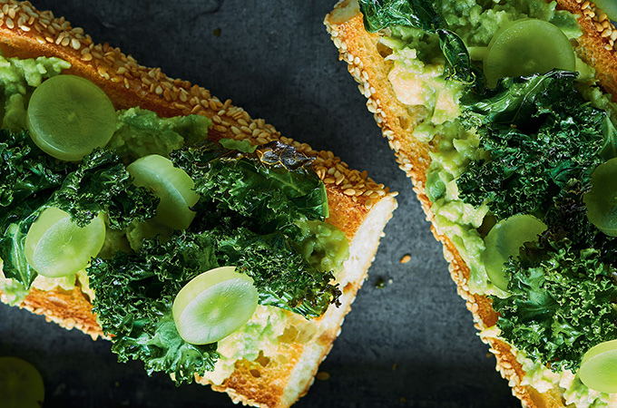 Crispy Kale and Avocado Toasts