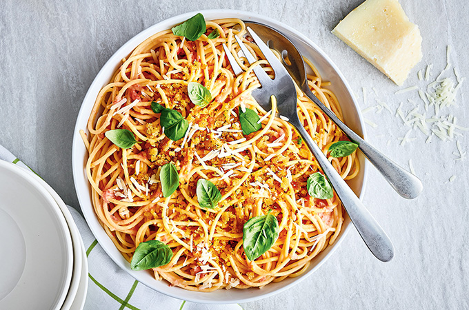 Spaghetti with Pecorino and Fresh Tomatoes