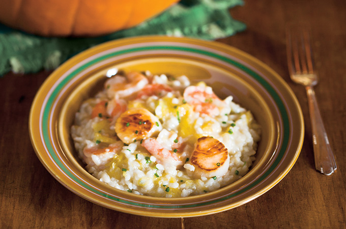 Risotto à la citrouille et aux fruits de mer