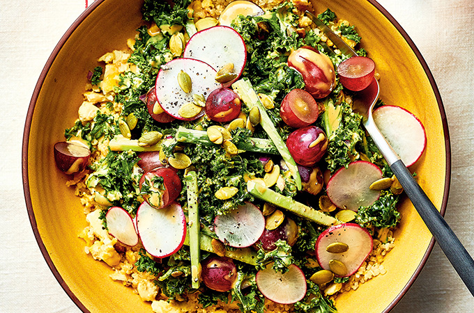 Quinoa and Tofu with Kale Salad