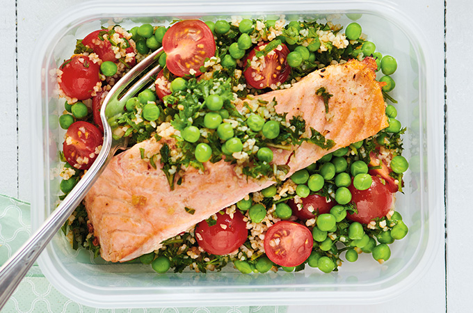 Cold Salmon with Tabbouleh and Peas