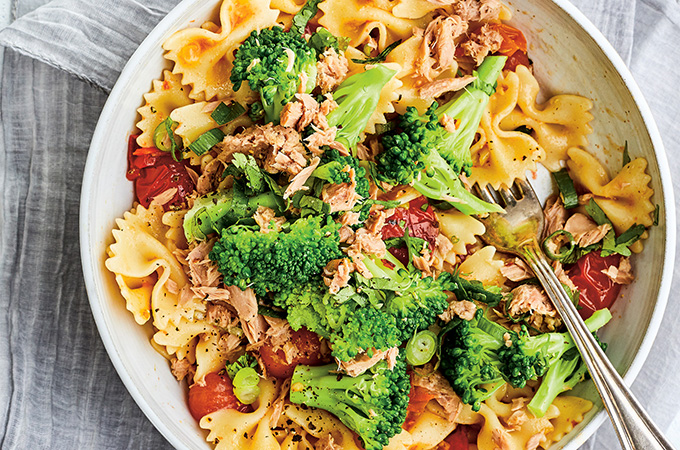 Warm Tuna and Broccoli Pasta Salad