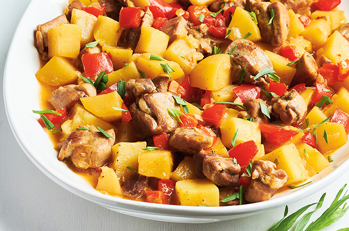 Turkey Stew with Potatoes and Peppers