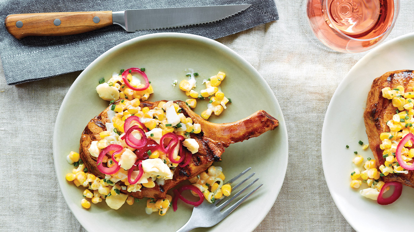https://www.ricardocuisine.com/en/recipes/8098-pork-chops-with-corn-pickled-onion-and-cheese-curds