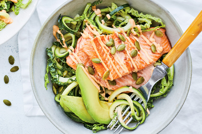 Seared Trout and Zucchini Salad with Pumpkin Seeds
