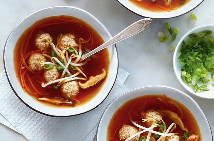 Miso Soup with Turkey Meatballs