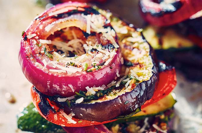 Grilled Vegetable Stacks with Herb Oil